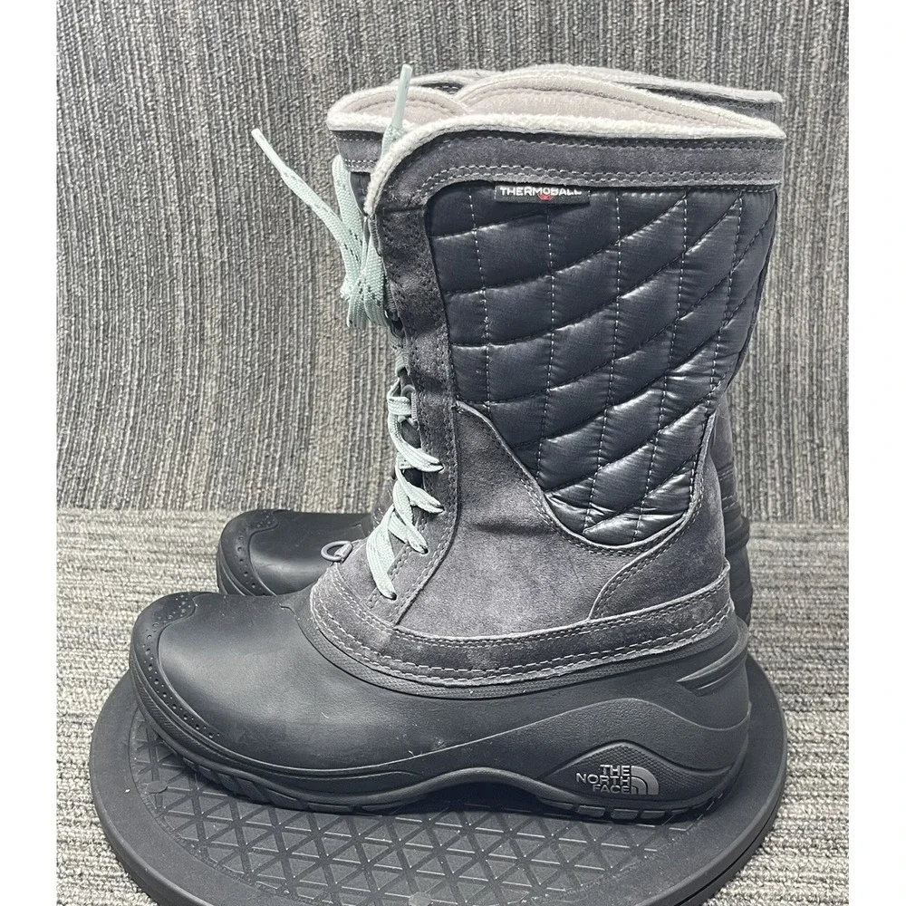 The North Face Thermoball Utility Boots Women 7 Gray Waterproof Snow Winter Shoe